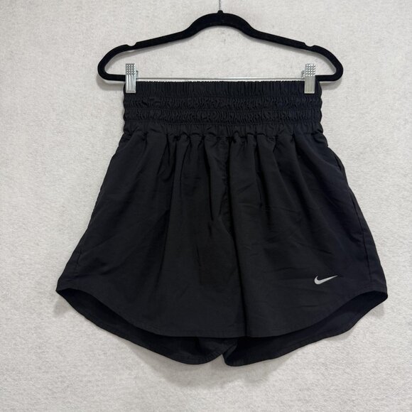 Nike Dri-FIT Shorts Womens Large High Rise Smocked Waist Lined Running DX6642 - Picture 1 of 12